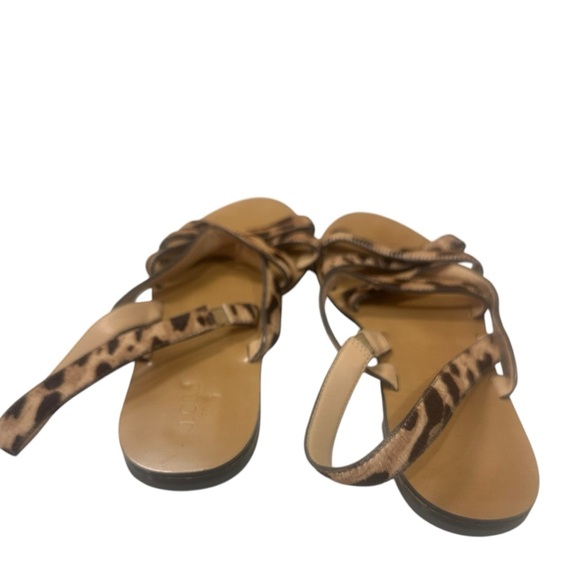 Women’s J. Crew Mackenzie Leopard Print Calf Hair Strap Sandals Size 7 - Picture 4 of 5